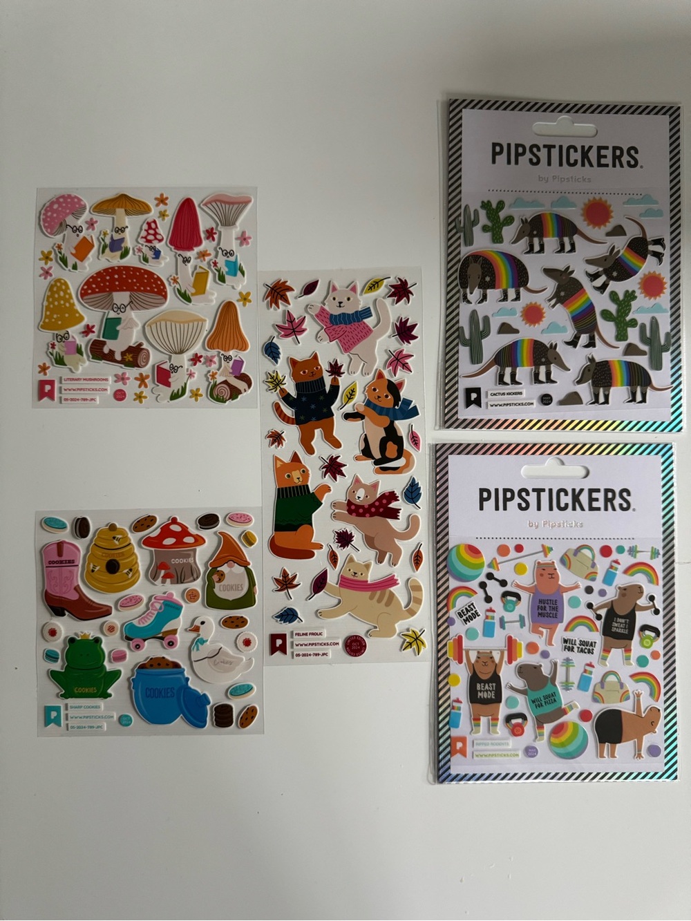 Set of 5 Pipsticks sticker sheets - May 2024 & Oct 2024